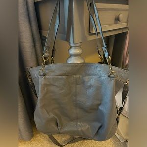 Gray PEBBLE leather look & feel HOBO Bag - fits everything w/secret pockets!